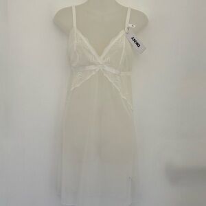 DKNY babydoll women’s XL Ivory sexi Sheer Lace Chemise fairy NEW